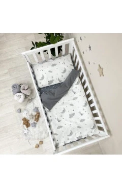 Комплект постельного белья Baby Mix Облака серые с луной, арт. 391487