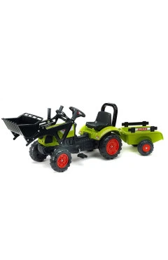 Детский трактор на педалях Falk 2040AM CLAAS ARION с прицепом и ковшом зеленый