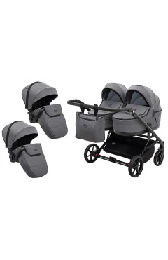 Коляска 2 в 1 для двойни Adamex Leo Duo Tip TK-57 графит, арт. 681140