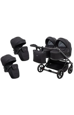 Коляска 2 в 1 для двойни Adamex Leo Duo Tip TK-53 черный, арт. 681139