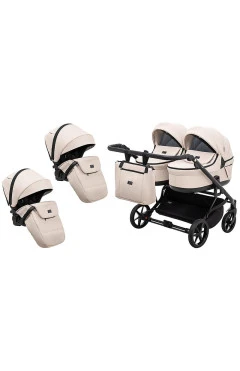Коляска 2 в 1 для двойни Adamex Leo Duo Eco SA-7 latte, арт. 681144