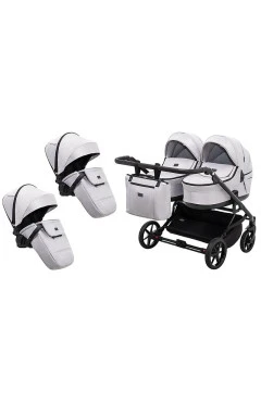 Коляска 2 в 1 для двійні Adamex Leo Duo Tip TK-1 світло-сірий, арт. 681138