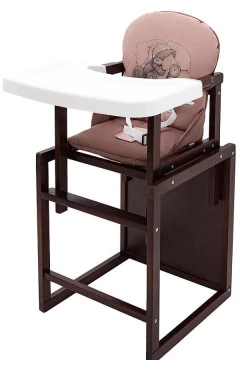 Стульчик-трансформер Babyroom Винни-220 тонированный с пластиковой столешницей капучино-шоколад мишка с будильником, арт. 626030