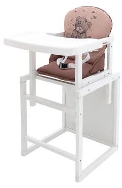 Стульчик-трансформер Babyroom Винни-240 белый с пластиковым столом капучино-шоколад мишка с сердцем, арт. 626036