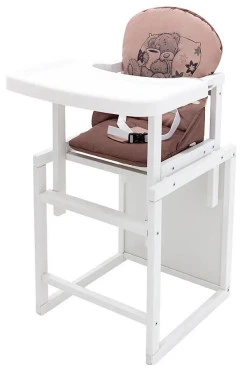 Стульчик-трансформер Babyroom Винни-240 белый с пластиковой столешницей капучино-шоколад, арт. 626041