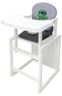 Стульчик-трансформер Babyroom Пеппи-240 белый серый / графит (крокодил), арт. 681009