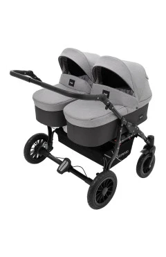 Коляска 2 в 1 для двойни Bair Sorento DUO BS-02 серый / графит, арт. 680814