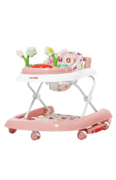 Ходунки CARRELLO Fiore CRL-9606 Rose 3 в 1 (ходунки, качалка, каталка) /1/, регулировка по высоте, музыкальная панель, розовый