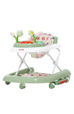 Ходунки CARRELLO Fiore CRL-9606 Green 3 в 1 (ходунки, качалка, каталка) /1/, регулировка по высоте, музыкальная панель, зеленый