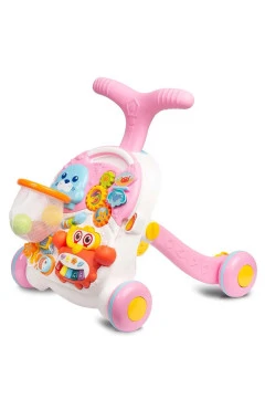 ходунки-каталка ігровий розвивальний столик 2 в 1 caretero spark pink, арт. TOYZ-20950