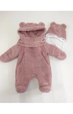 Комбинезон зимний для девочки, пудровый, тедди, Happy Luna, арт. 222898