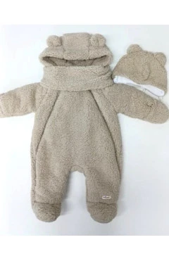 Комбинезон зимний унисекс, бежевый, тедди, Happy Luna, арт. 222899