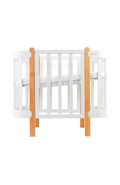Дитяче ліжечко Nika Slim, 70х95/70х120 біло-натуральна з рухомою стінкою, арт. 397090031017