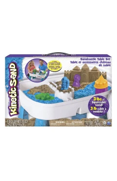Набір піску для дитячої творчості - KINETIC SAND TABLE (блакитний, натур., 1360г, стіл для гри, аксесуар)