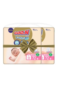 Подгузники GOO.N Premium Soft для новорожденных до 5 kg (1(NB), на липучках, унисекс, 144 шт)
