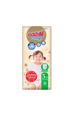 Трусики-подгузники GOO.N Premium Soft 12-17 кг размер 5 XL 36 шт унисекс, арт. F1010101-158