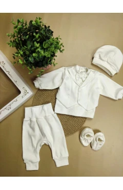 Крестильный комплект для мальчика, утепленный ,молочный/* ,100%хлопок ,Little angel