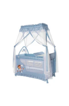 Манеж-кровать Lorelli MAGIC SLEEP (blue adventure) пеленатор, функция укачивания, балдахин, синий