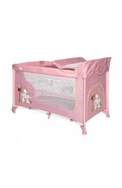 Манеж Lorelli MOONLIGHT 2L beige rabbits з колесами та пеленальним столиком рожевий