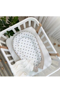 Кокон Baby Design сердечка сіро-бежеві, арт. 5019357