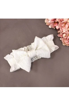 Бант на резинке (кружево) молочный, арт. 890035