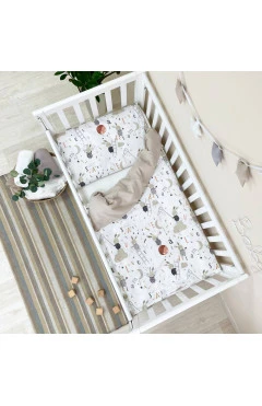 Сменный комплект постельного белья Baby Mix зайцы на лестнице бежевый, арт. 39189
