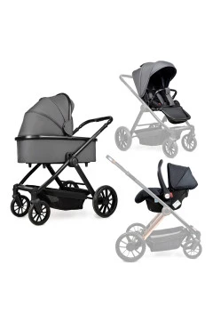 Коляска 3в1 з авто кріслом Ninos Estrella grey black, арт. NE3V12024GRB