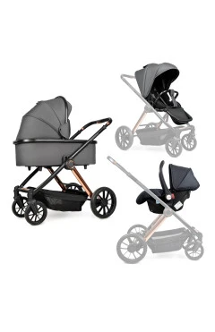 Коляска 3в1 з авто креслом Ninos Estrella Grey Black