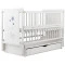 Кровать Babyroom Медвежонок M-03 маятник, ящик, откидной бок  бук белый,  код товара: 624464