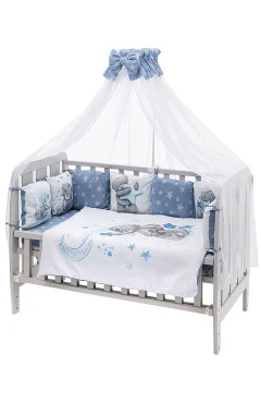 Дитяча постільна білизна Babyroom Bortiki Print-08 синій (ведмежата), арт. 681017
