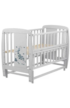 Кровать Babyroom Жирафик маятник, откидной бок DJMO-02  бук серый