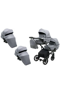 Коляска 2 в 1 для двойни Bair Kiwi DUO Soft BKP-218 серый, арт. 681104