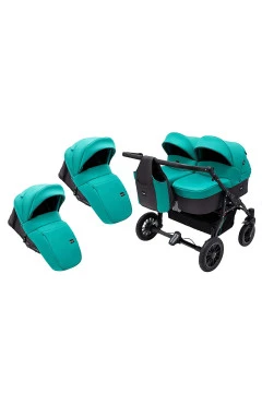 Коляска 2 в 1 для двойни Bair Sorento DUO BS-01 бирюзовый / графит