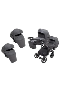 Коляска 2 в 1 для двойни Bair Kiwi DUO Soft BKD-219-1 графит, арт. 681857
