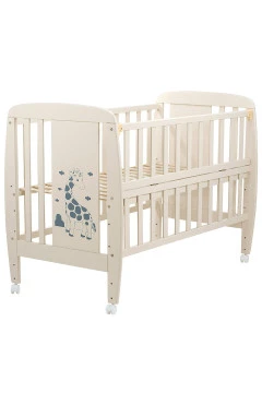 Ліжко Babyroom Жирафік відкидний бік, колеса DJO-01 бук слонова кістка