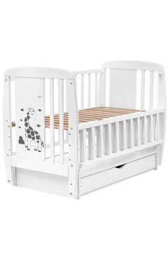 Ліжко Babyroom Жирафік маятник, ящик, відкидний бік DJMYO-3 бук білий