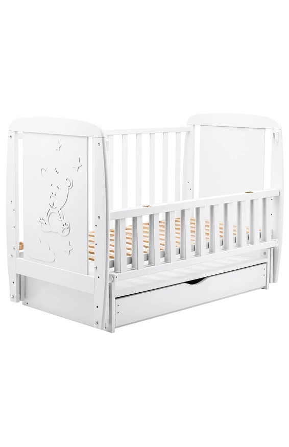 Кровать Babyroom Умка, маятник, ящик, откидной бок DUMYO-3 бук белый, арт. 626201