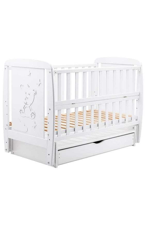 Кровать Babyroom Умка, маятник, ящик, откидной бок DUMYO-3 бук белый, арт. 626201