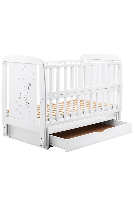 Кровать Babyroom Умка, маятник, ящик, откидной бок DUMYO-3 бук белый, арт. 626201