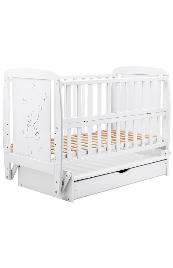 Кровать Babyroom Умка, маятник, ящик, откидной бок DUMYO-3 бук белый, арт. 626201