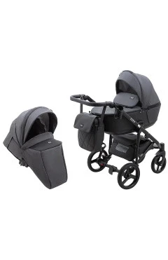 Коляска 2 в 1 Bair City Soft 219 графит - черная кожа