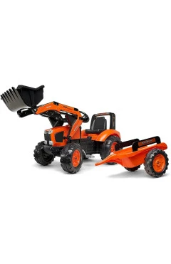 Детский педальный трактор Falk 2060 AM KUBOTA с прицепом и ковшом красный
