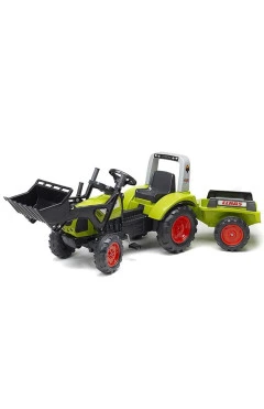 Детский трактор на педалях Falk 1040AM CLAAS ARION с прицепом и ковшом зеленый