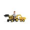 Детский трактор Falk 2086W Komatsu с педалями, прицепом и ковшами желтый