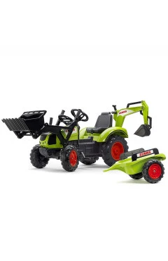 Детский трактор Falk 2070Y CLAAS ARION на педалях с прицепом и ковшами зеленый
