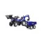 Детский трактор на педалях с прицепом, передним и задним ковшиком Falk 3090W NEW HOLLAND (цвет - синий),  код товара: 3090W