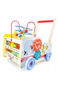 Розвиваюча іграшка толкатель Ecotoys швидка допомога, арт. HM013239
