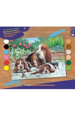 Sequin Art набор для творчества PAINTING BY NUMBERS SENIOR Гончие бассет, арт. SA0044