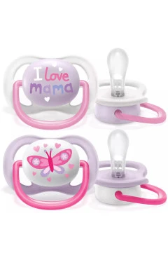 Avent Пустышка ортодонтическая Ultra Air I love для девочек 0-6 мес 2шт, арт. SCF080/02