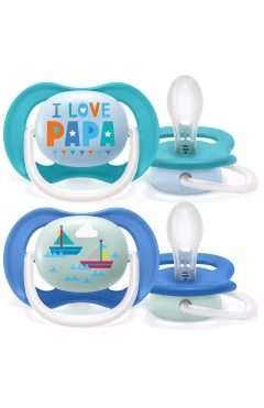 Avent Пустышка Ultra Air ортодонтическая I love мальчикам 6-18 мес 2 шт SCF080/03